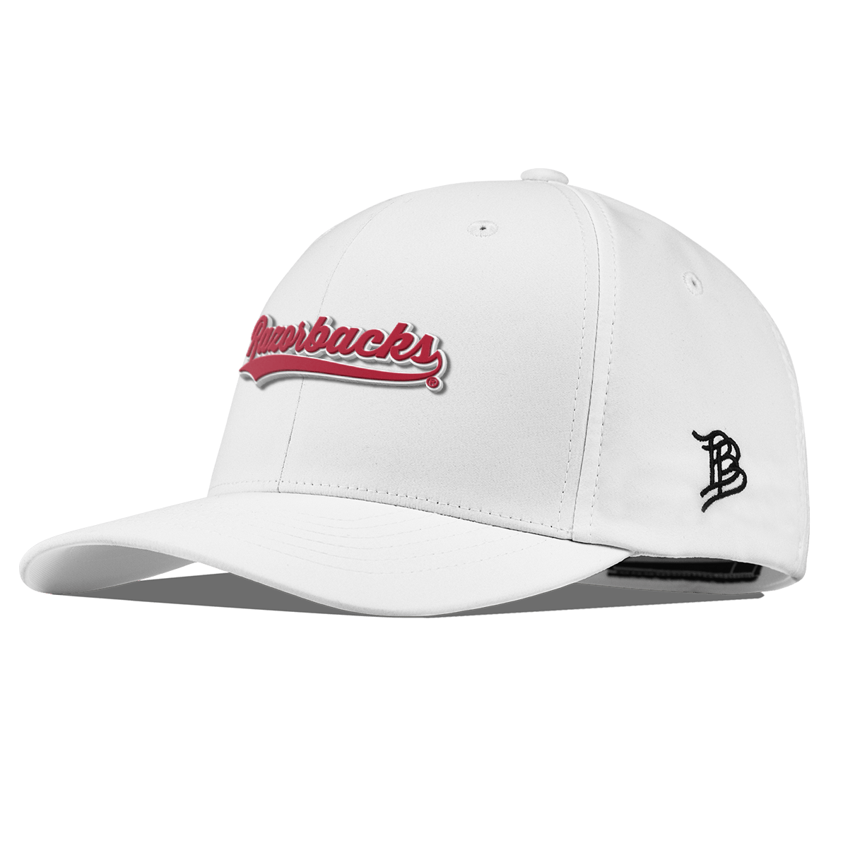 University of Arkansas "Razorback Script" Flexfit Performance Fitted White