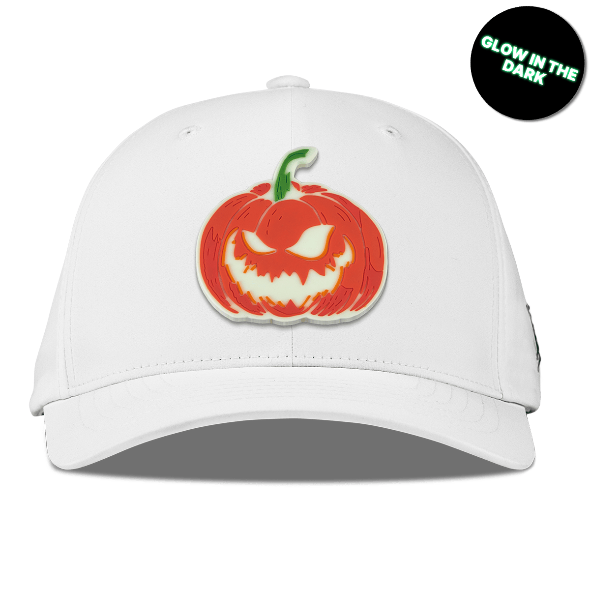 Jack-O-Lantern Glow Flexfit Performance Fitted White