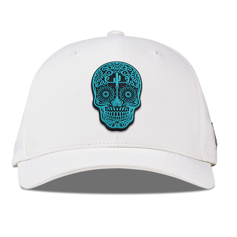 Turquoise Skull PVC Flexfit Performance Fitted White