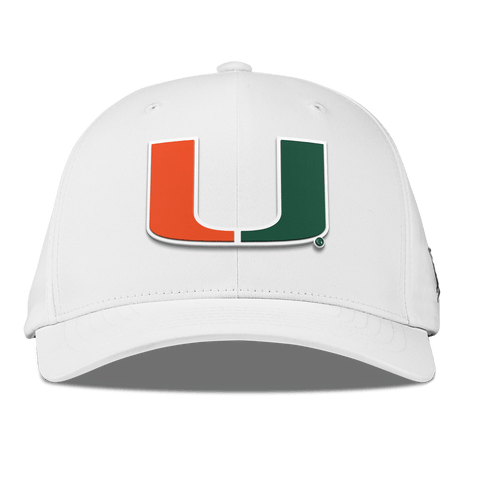 University of Miami "Miami Team Logo" Flexfit Performance Fitted White