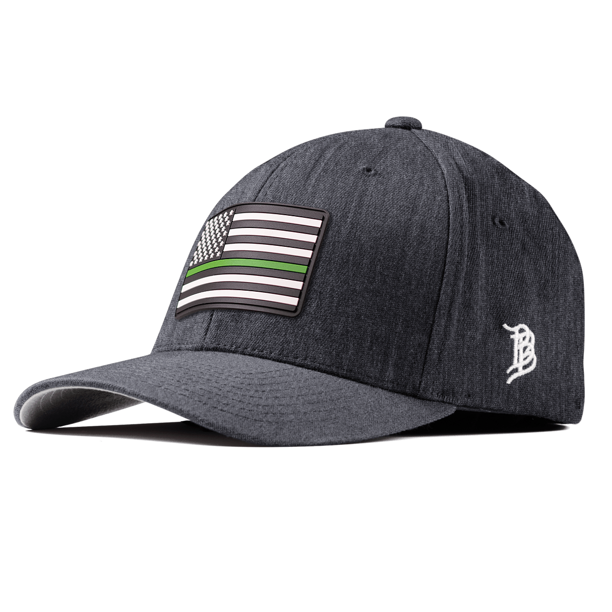 Thin Green Line PVC Fitted Charcoal