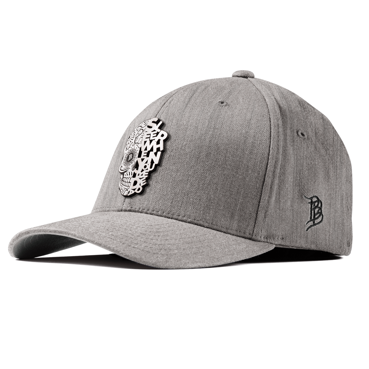 Sleep When You're Dead Skull Fitted Heather Gray