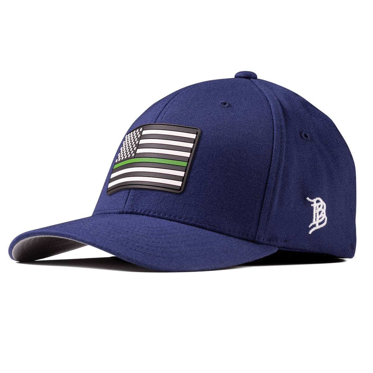 Thin Green Line PVC Fitted Navy