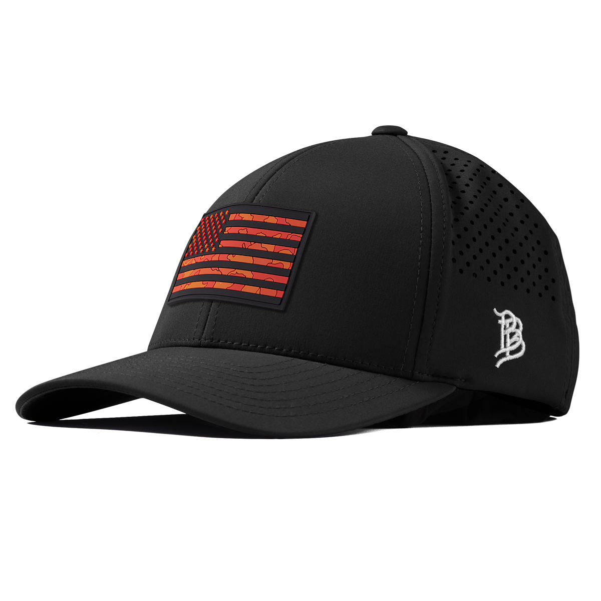 Blaze Orange Camo Old Glory Curved Performance Black