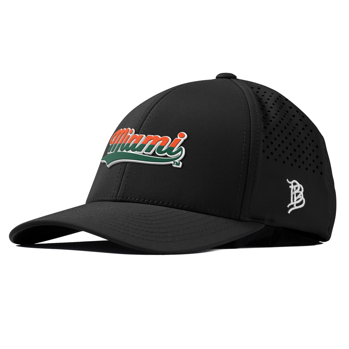University of Miami "Miami Script" Curved Performance Black