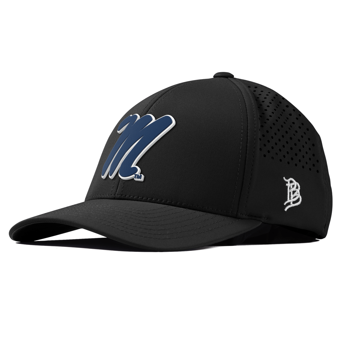 University of Mississippi "Ole Miss Block M Navy" Curved Performance Black