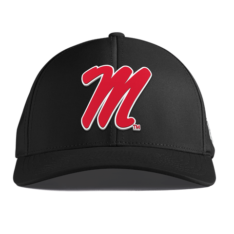 University of Mississippi "Ole Miss Block M Red" Curved Performance Black