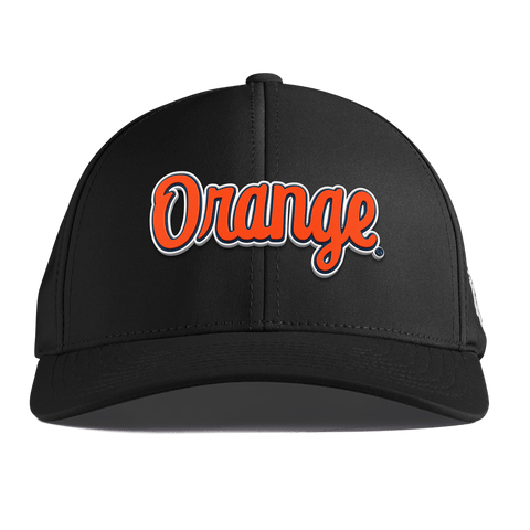 Syracuse University "Orange Throwback Script" Curved Performance Black 