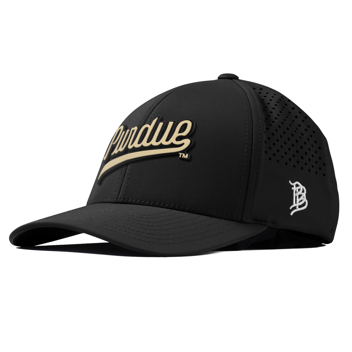 Purdue University "Purdue Script Gold" Curved Performance Black
