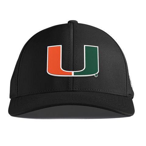 University of Miami "Miami Team Logo" Curved Performance Black