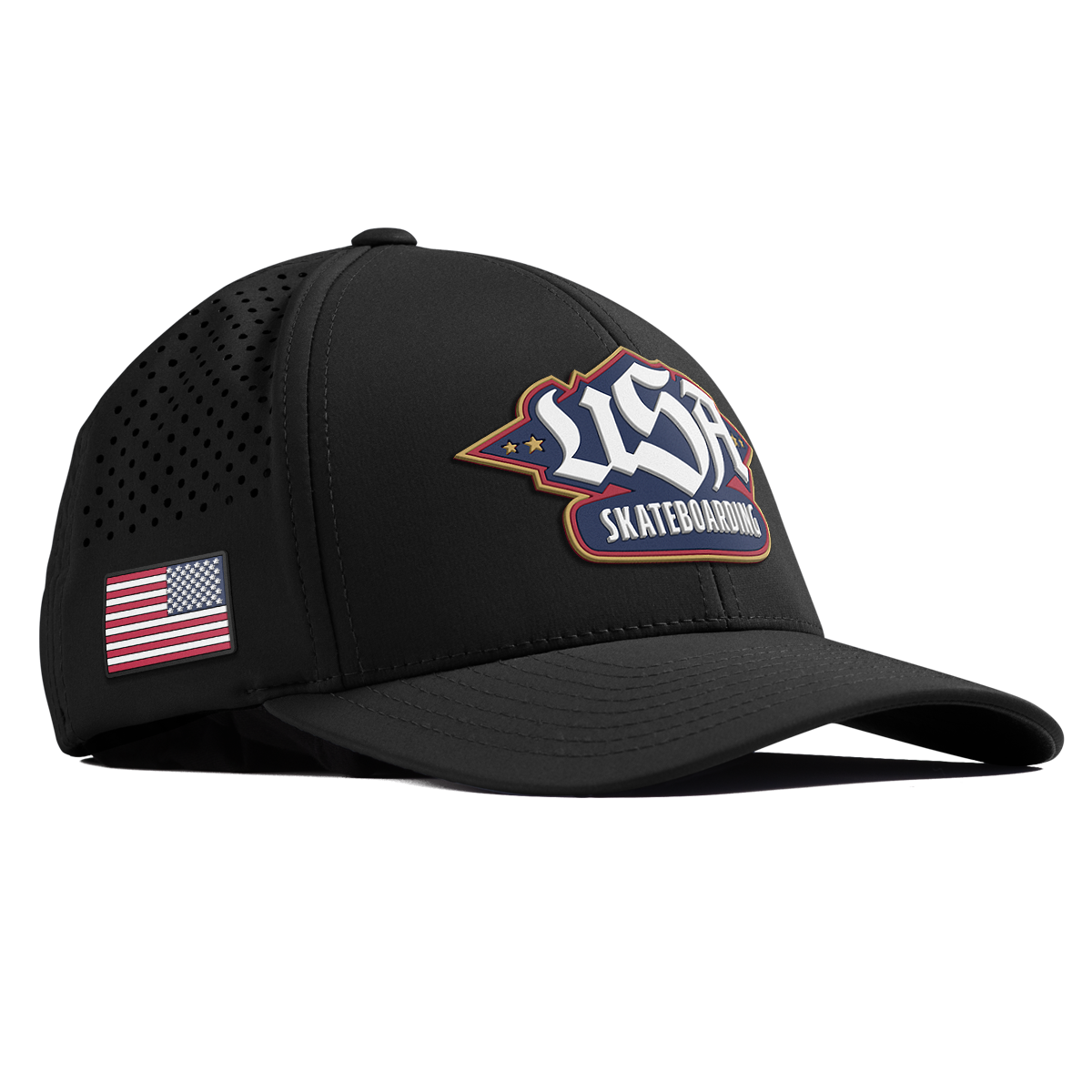 USA Skateboarding Team Logo Curved Performance Black