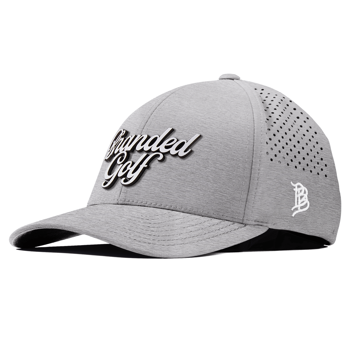 Branded Golf Script Curved Performance Heather Gray