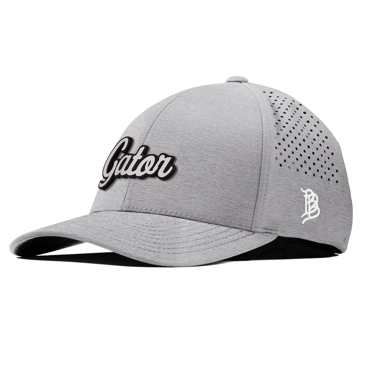 Gator Script White Curved Performance Heather Gray