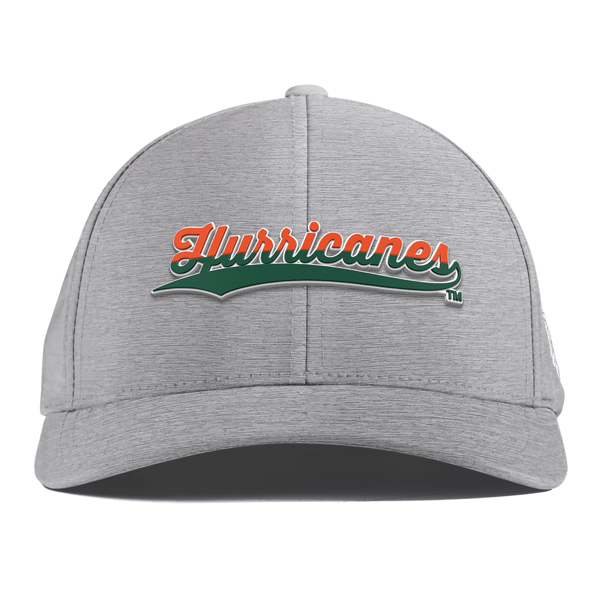 University of Miami "Hurricanes Script" Curved Performance Heather Gray