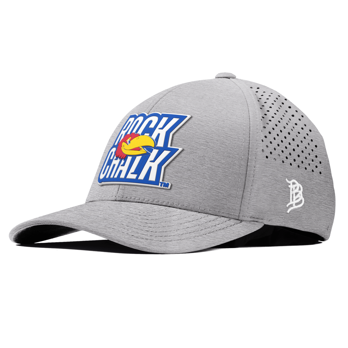 University of Kansas "Kansas Rock Chalk Block" Curved Performance Heather Gray