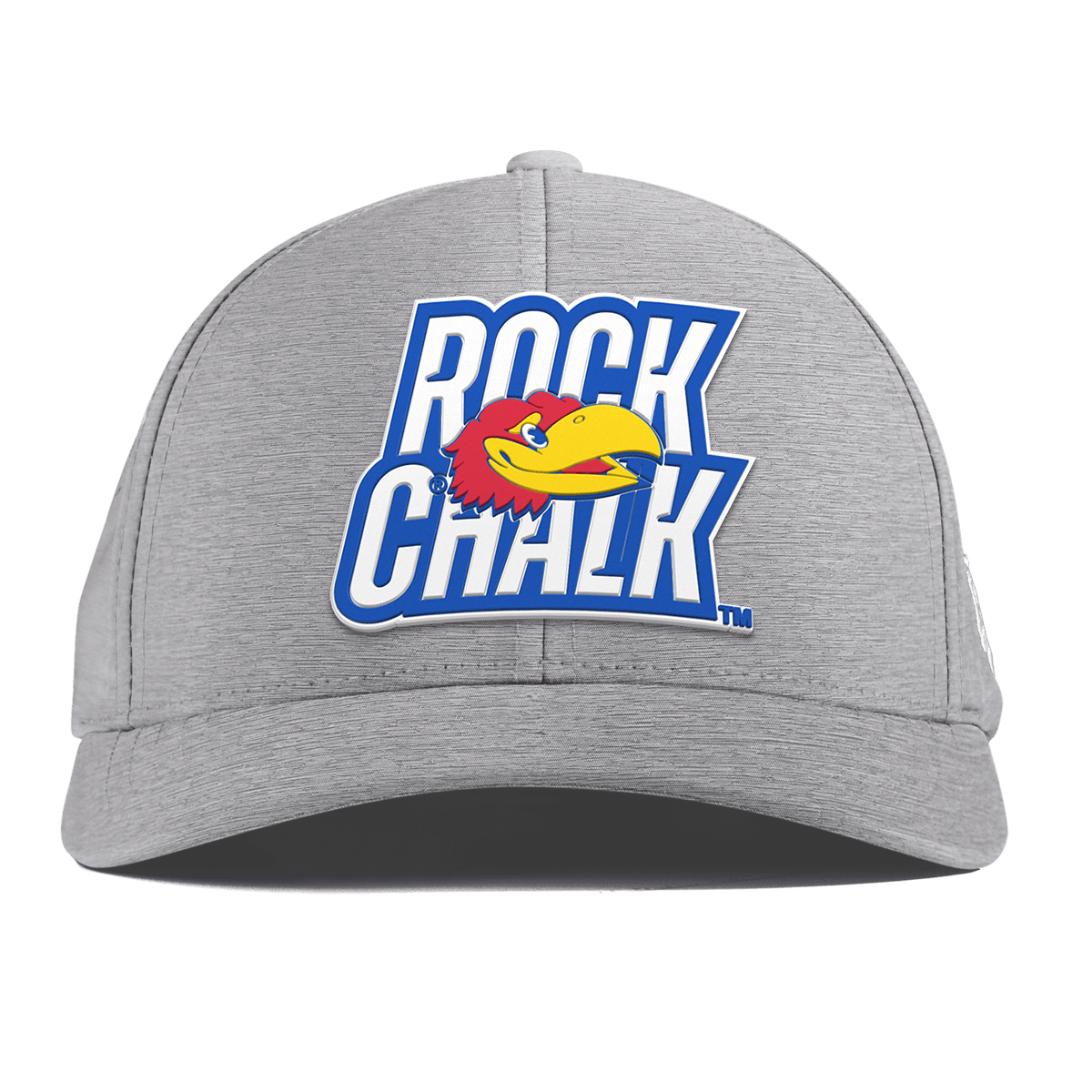 University of Kansas "Kansas Rock Chalk Block" Curved Performance Heather Gray