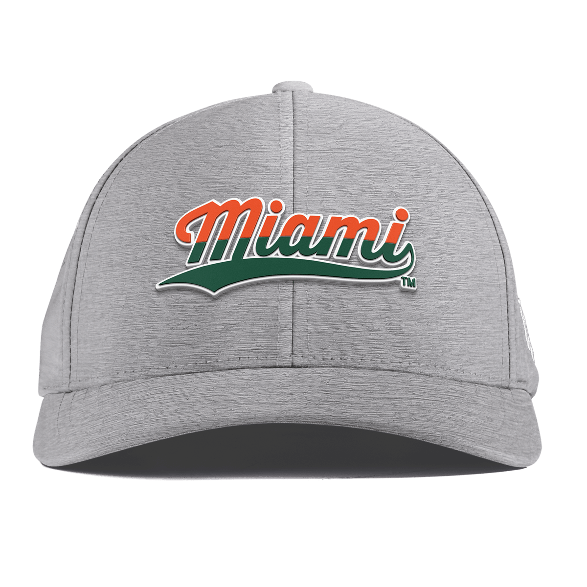 University of Miami "Miami Script" Curved Performance Heather Gray