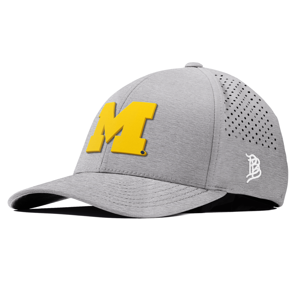 University of Michigan "Michigan Gold Block" Curved Performance Heather Gray