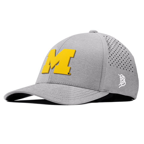 University of Michigan "Michigan Gold Block" Curved Performance Heather Gray