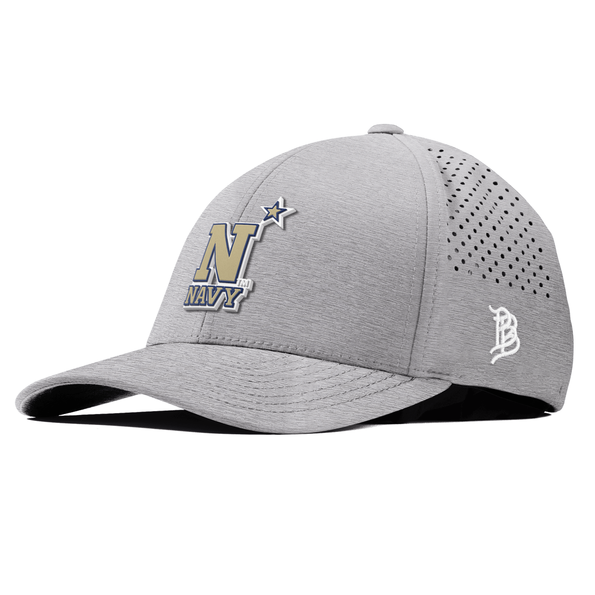 United States Naval Academy "Naval Academy Team Logo Gold" Curved Performance Heather Gray