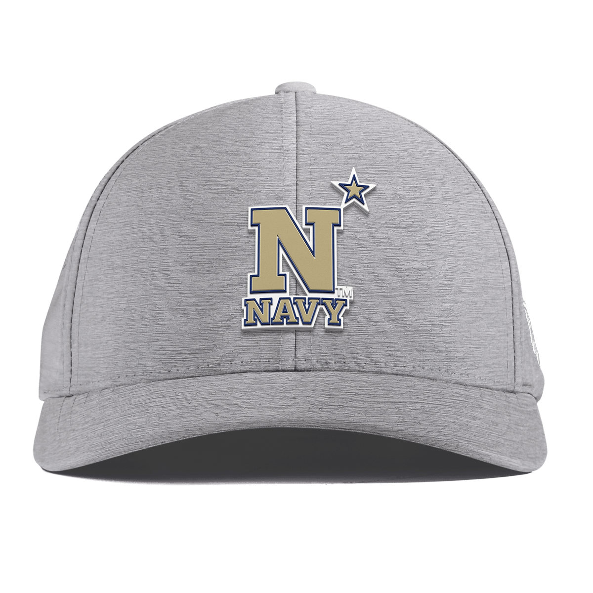 United States Naval Academy "Naval Academy Team Logo Gold" Curved Performance Heather Gray
