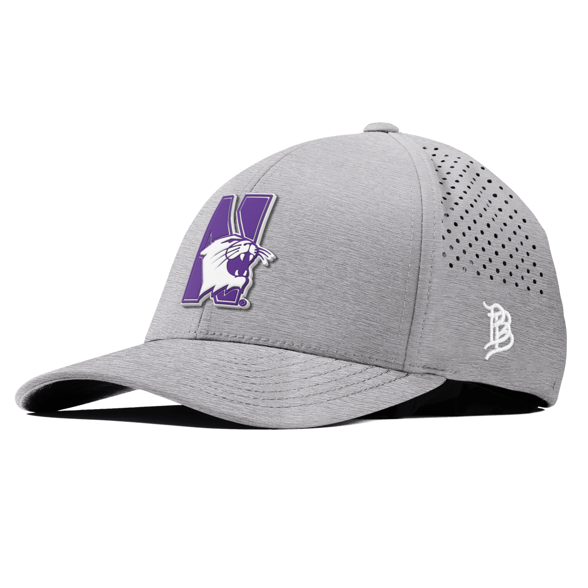 Northwestern University "Northwestern Block Logo" Curved Performance Heather Gray