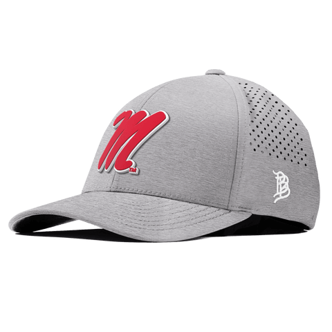 University of Mississippi "Ole Miss Block M Red" Curved Performance Heather Gray