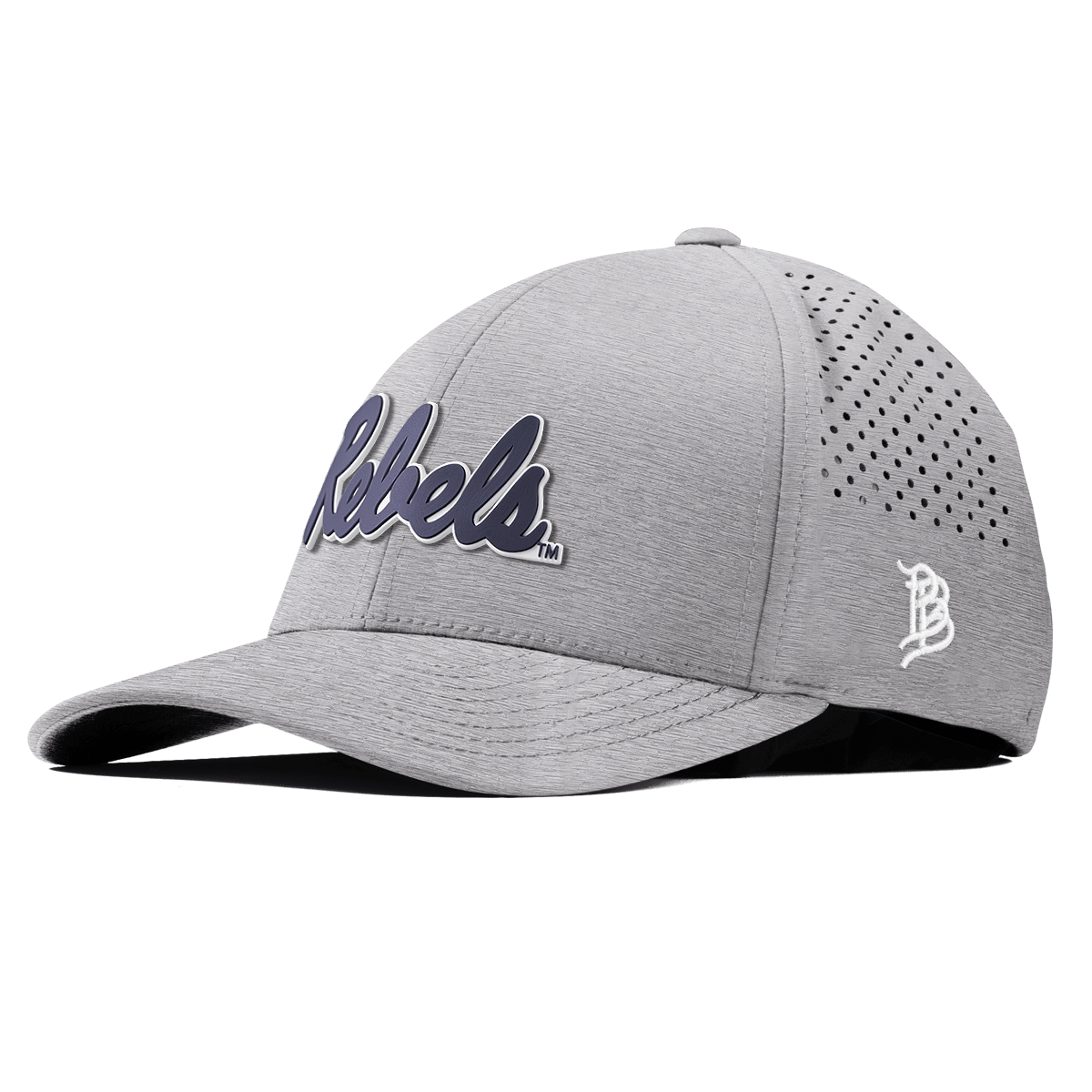 University of Mississippi "Ole Miss Navy Rebels" Curved Performance Heather Gray