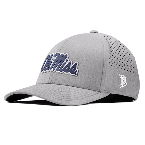 University of Mississippi "Ole Miss Navy Script" Curved Performance Heather Gray