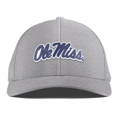 University of Mississippi "Ole Miss Navy Script" Curved Performance Heather Gray