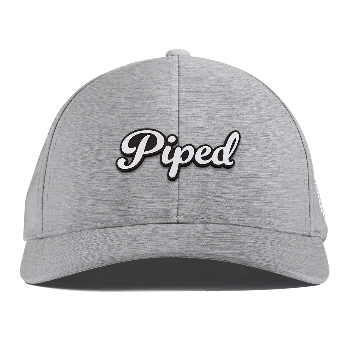 Piped Script Curved Performance Heather Gray
