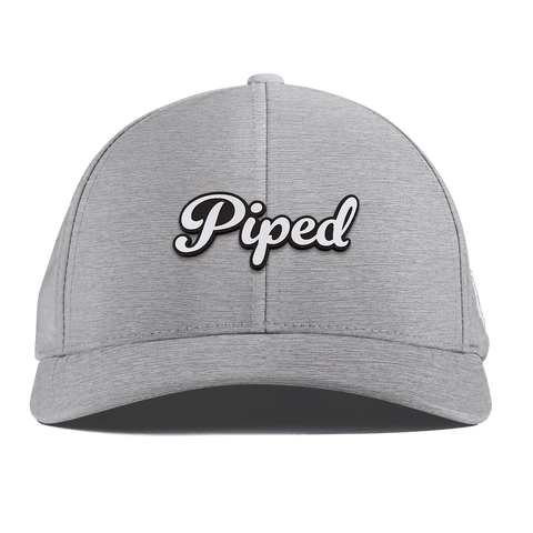 Piped Script Curved Performance Heather Gray