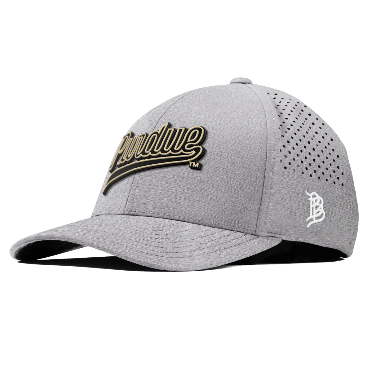 Purdue University "Purdue Script" Curved Performance Heather Gray