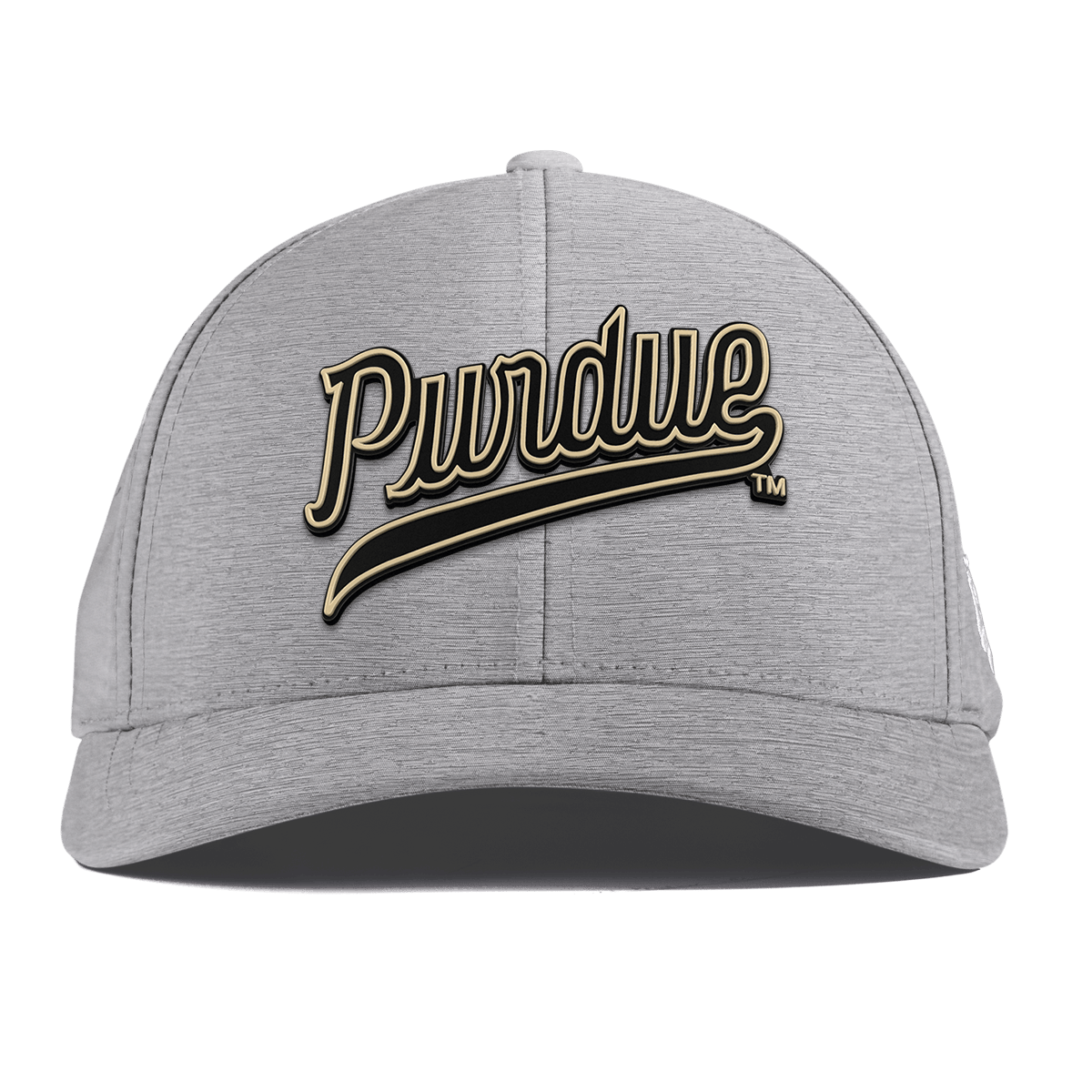Purdue University "Purdue Script" Curved Performance Heather Gray