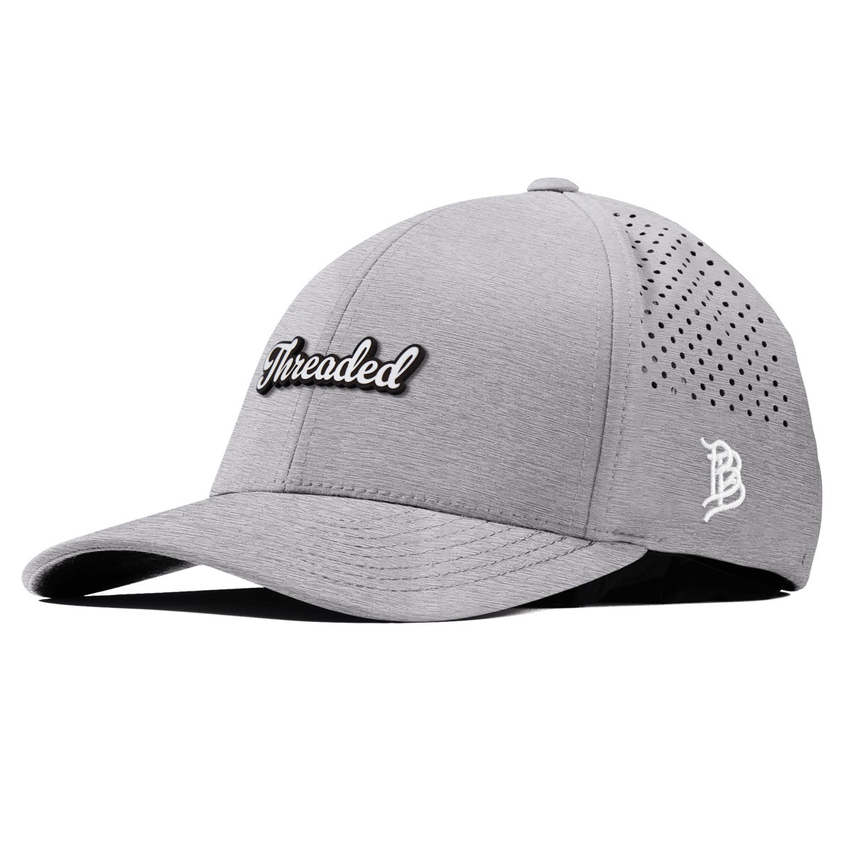 Threaded Script Curved Performance Heather Gray