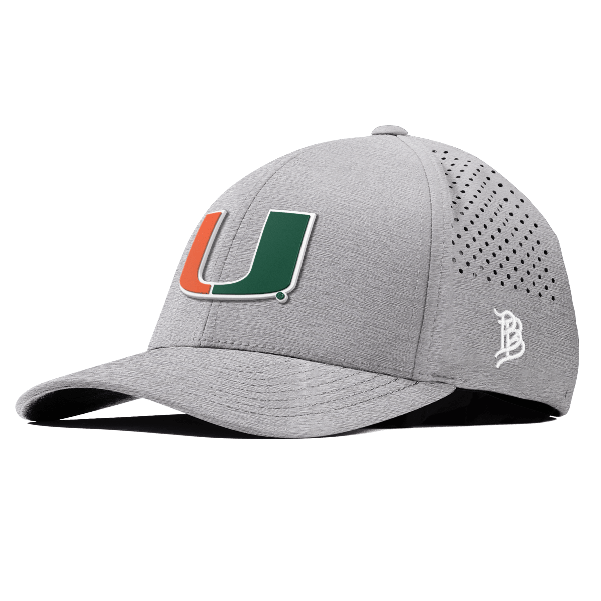 University of Miami "Miami Team Logo" Curved Performance Heather Gray