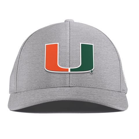University of Miami "Miami Team Logo" Curved Performance Heather Gray