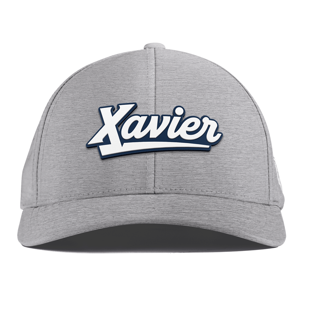 Xavier University "Xavier Script" Curved Performance Heather Gray