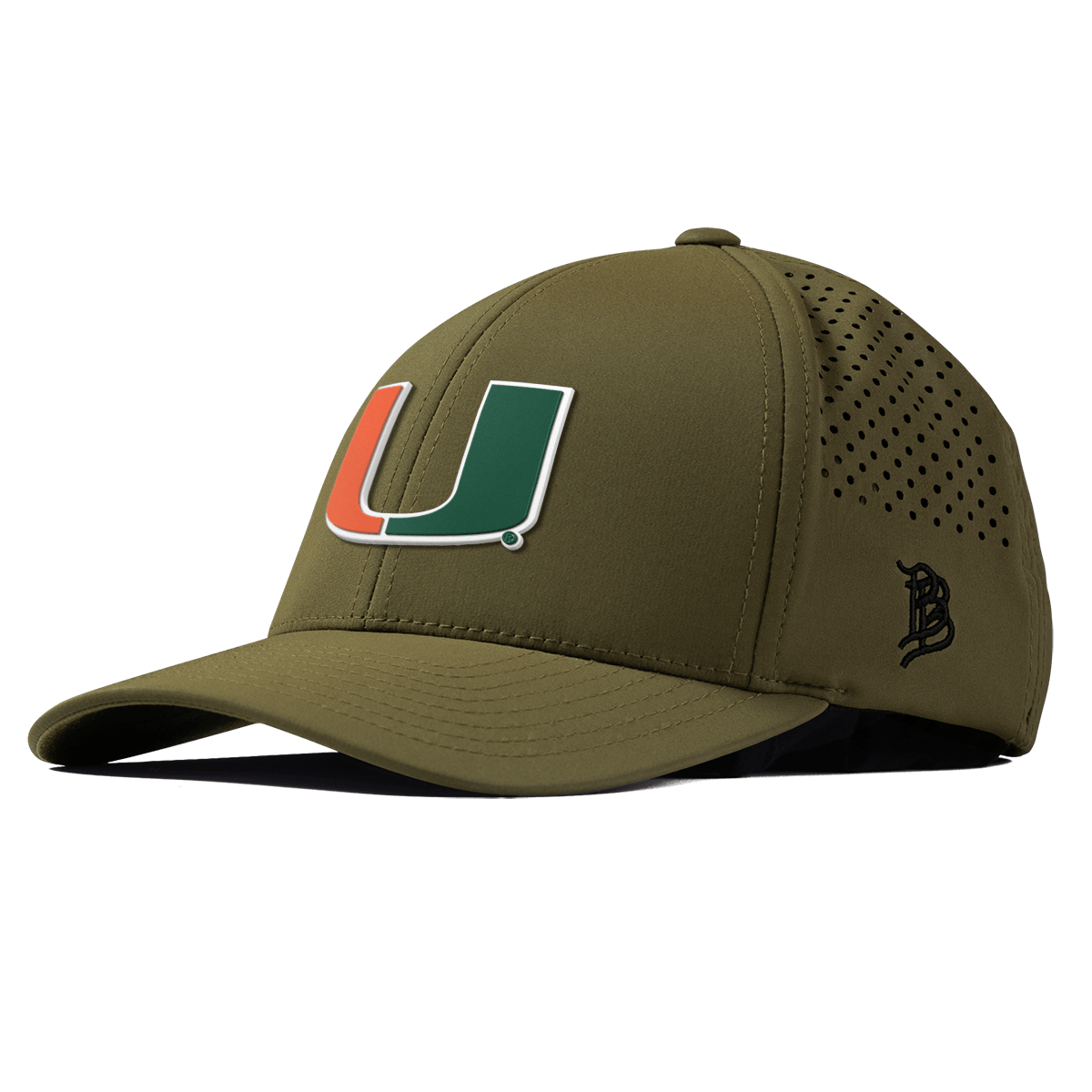 University of Miami "Miami Team Logo" Curved Performance Loden