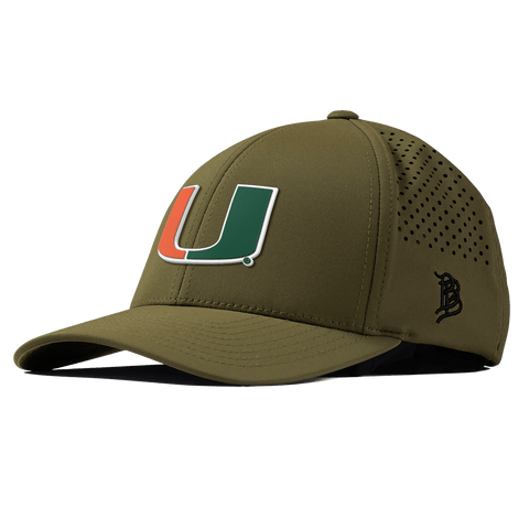 University of Miami "Miami Team Logo" Curved Performance Loden