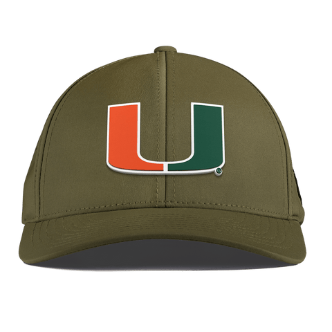 University of Miami "Miami Team Logo" Curved Performance Loden