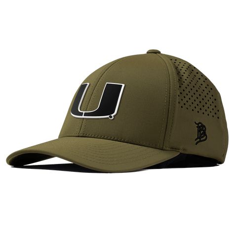 University of Miami "Vintage Miami Team Logo" Curved Performance Loden