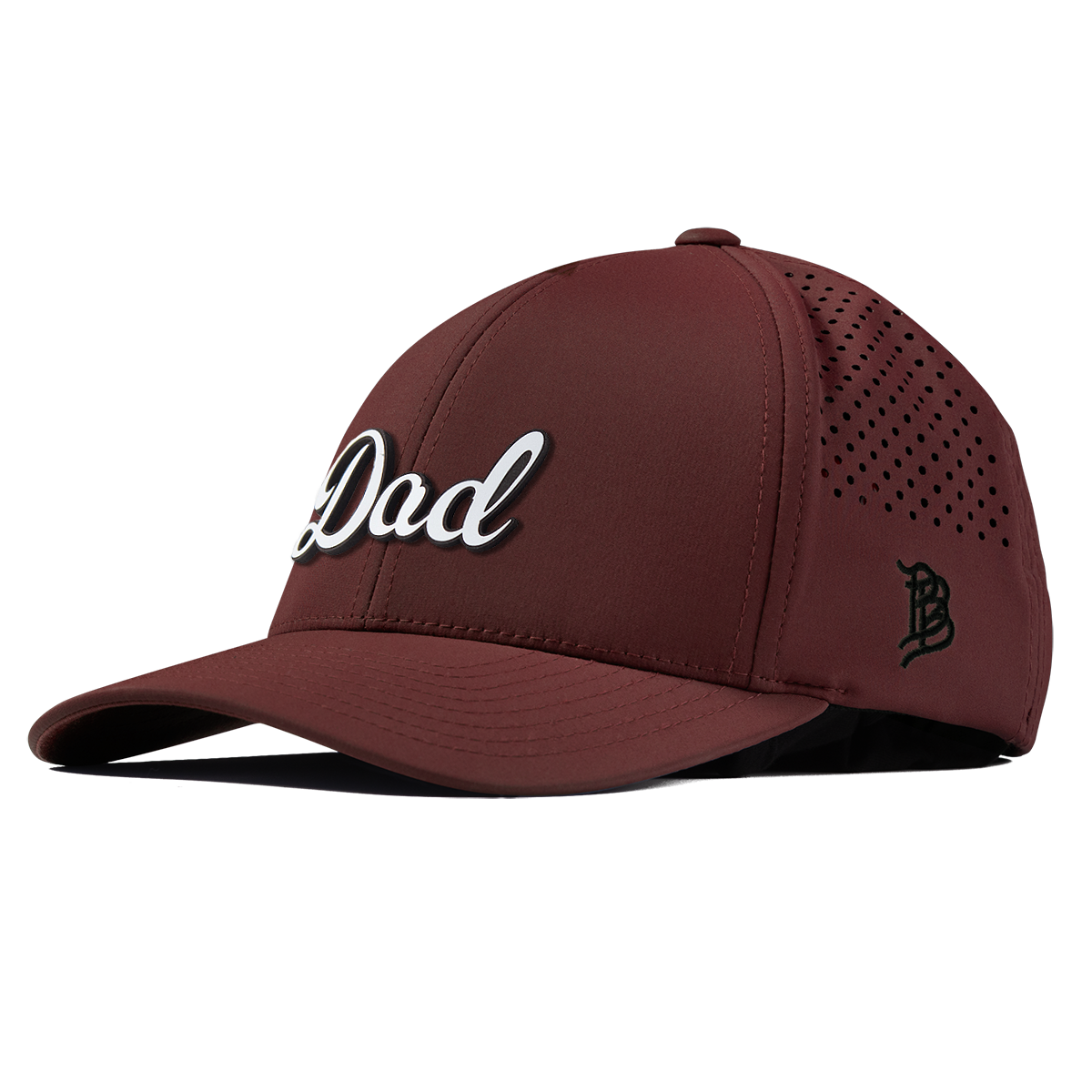 Dad Script Curved Performance Maroon