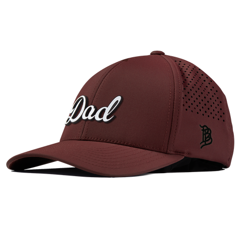 Dad Script Curved Performance Maroon