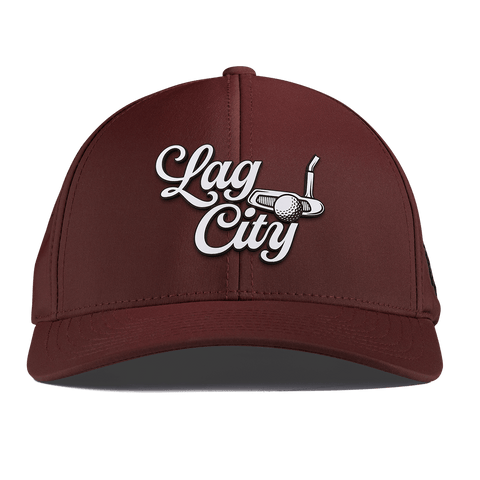 Lag City Script Curved Performance Maroon