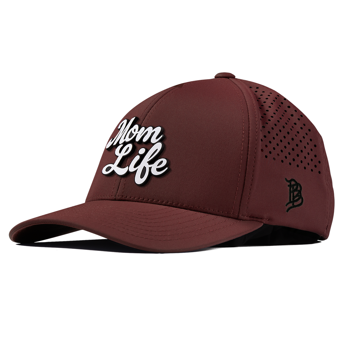 Mom Life Script Curved Performance Maroon
