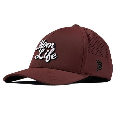Mom Life Script Curved Performance Maroon