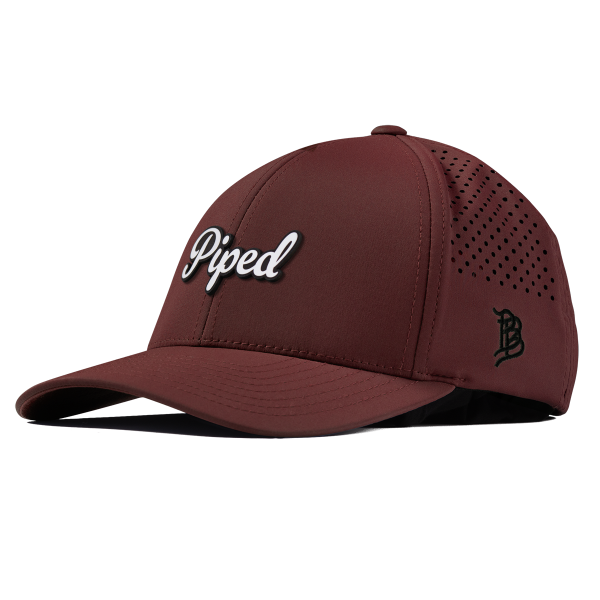 Piped Script Curved Performance Maroon