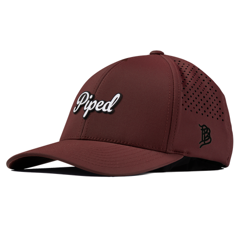 Piped Script Curved Performance Maroon