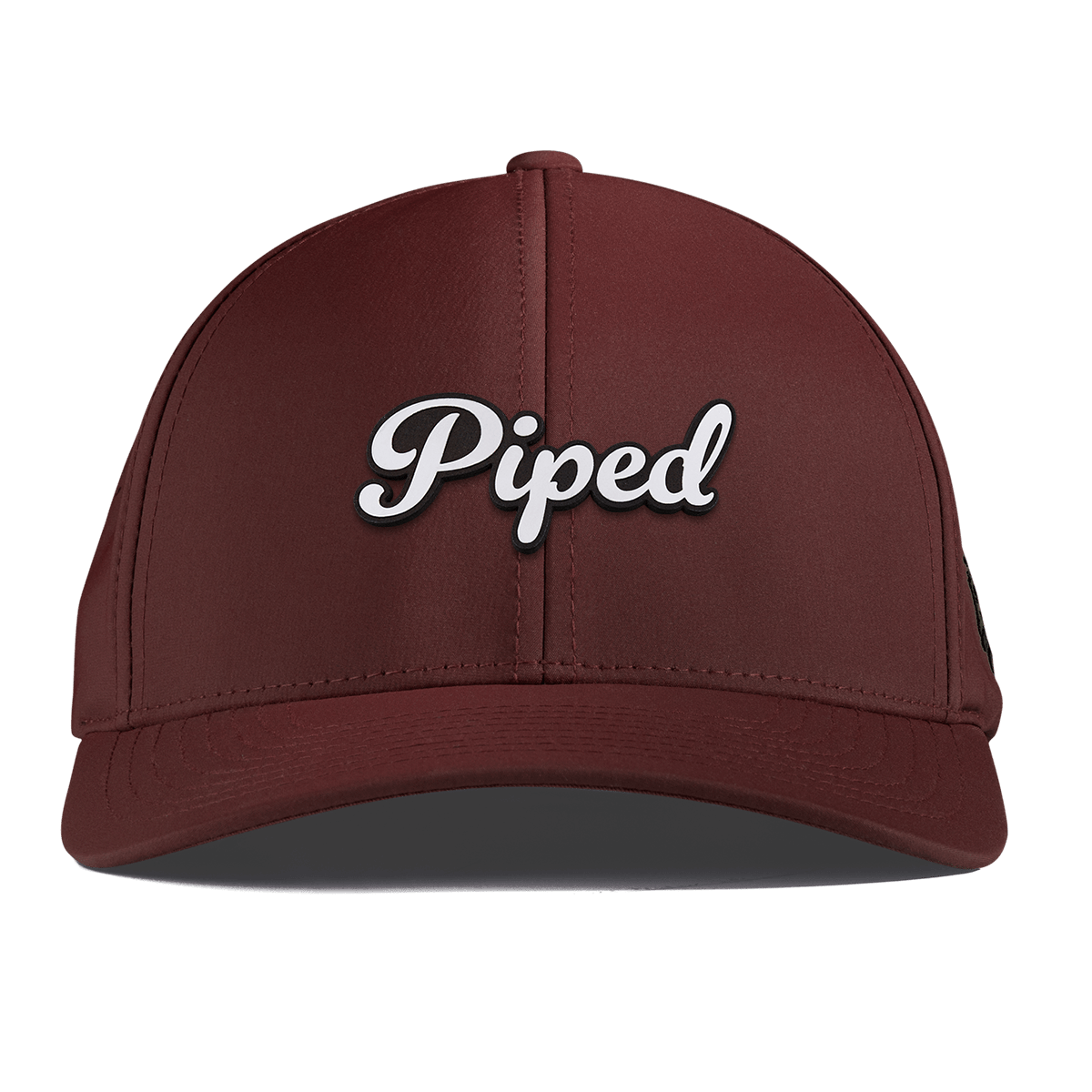 Piped Script Curved Performance Maroon